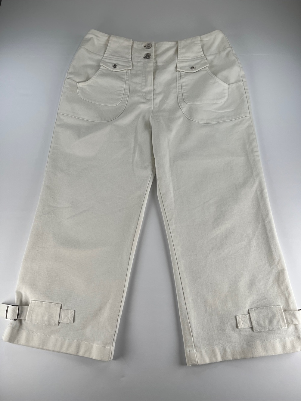 St. John High-Rise White Wide-Leg Capris. Sz 10